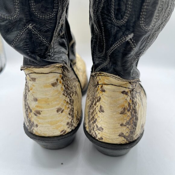 🔥 Vintage Python & Leather Cowboy Boots – Size 8M – Two-Tone Western Realness - Picture 7 of 15